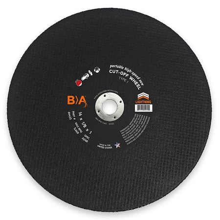 Bullard Abrasives Type 1 Cut Off Wheel, Blazer, 14X1/8X1, Ductile/Gray Iron, 5460 Rpm, 24 Grt 88433